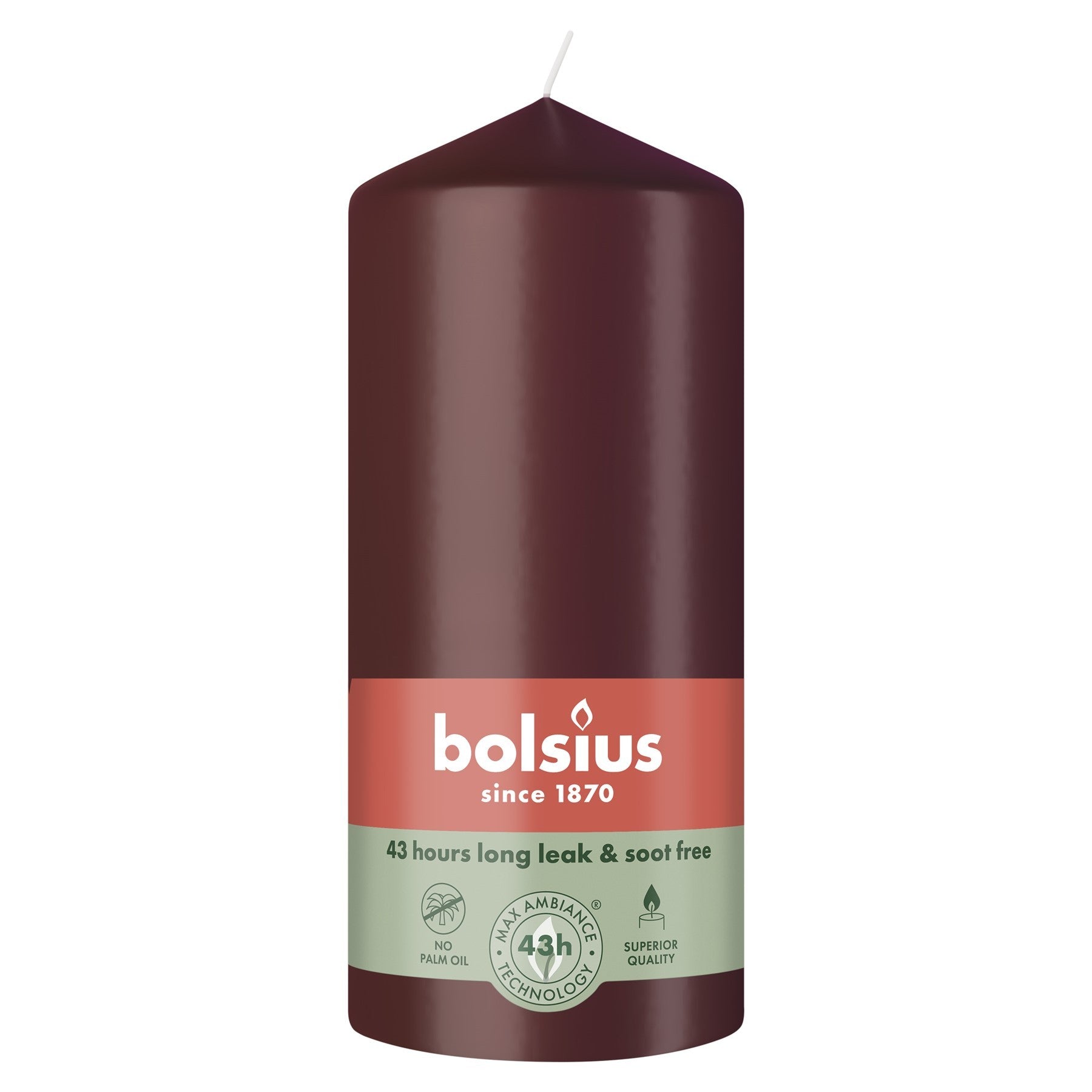 Bolsius Velvet Red Essentials Pillar Candle (130mm)