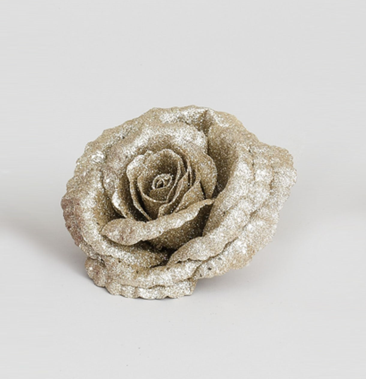 Glitter Champagne Rose with Clip (18cm)