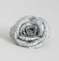 Silver Glitter Rose with Clip (18cm)