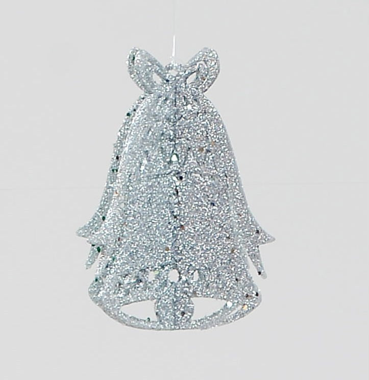 Silver Glitter 3D Bell Decoration (10cm)