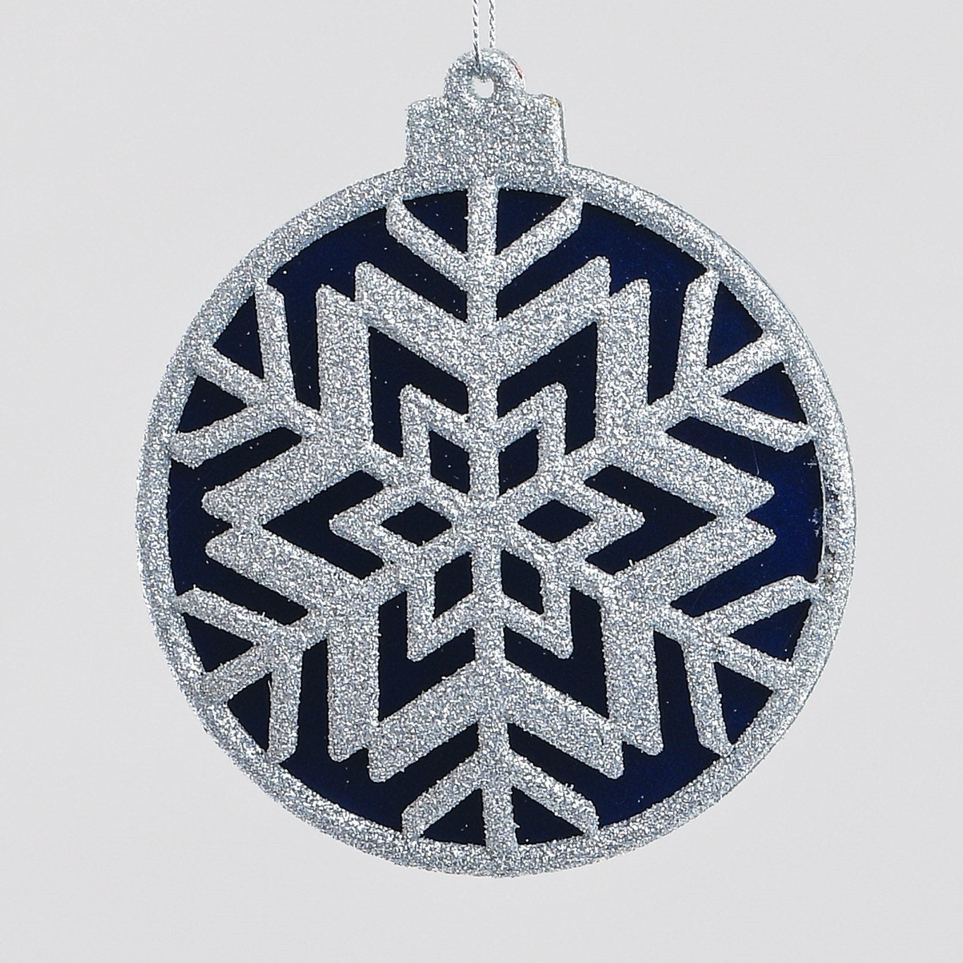 Blue &amp; Silver Snowflake Disk Hanging Decoration (10cm)