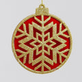 Gold &amp; Red Disk Snowflake Hanging Decoration (10cm)