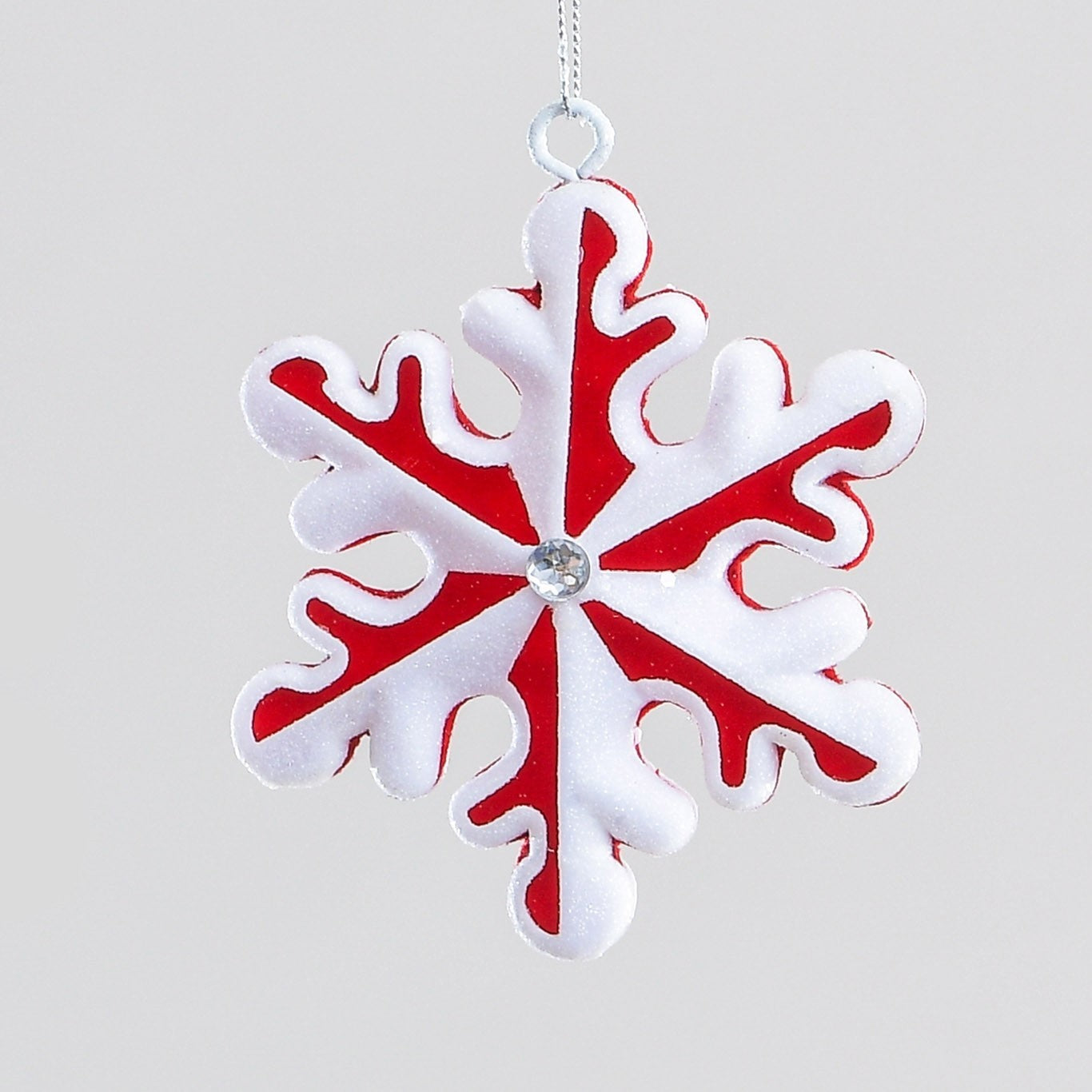 Red &amp; White Snowflake Hanging Decoration (10cm)
