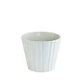 White Gloss Vertical Lined Ceramic Pot (10cm)
