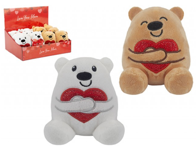 Love Bear Hugging Shiny Heart (10cm)