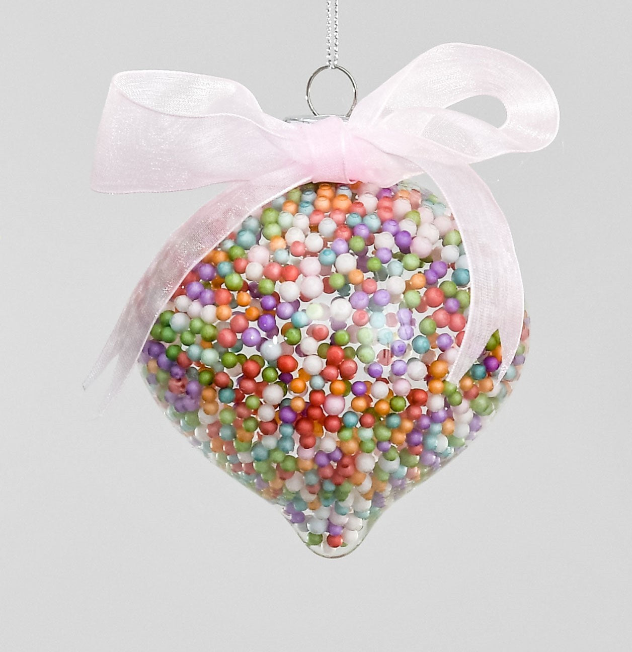 Glass Onion Hanging Decoration with Beads (9cm)