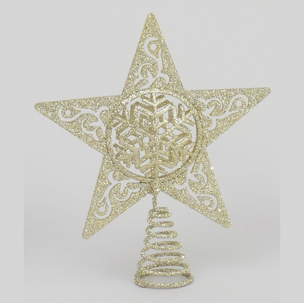 Gold Glitter Snowflake Tree Topper (20cm)