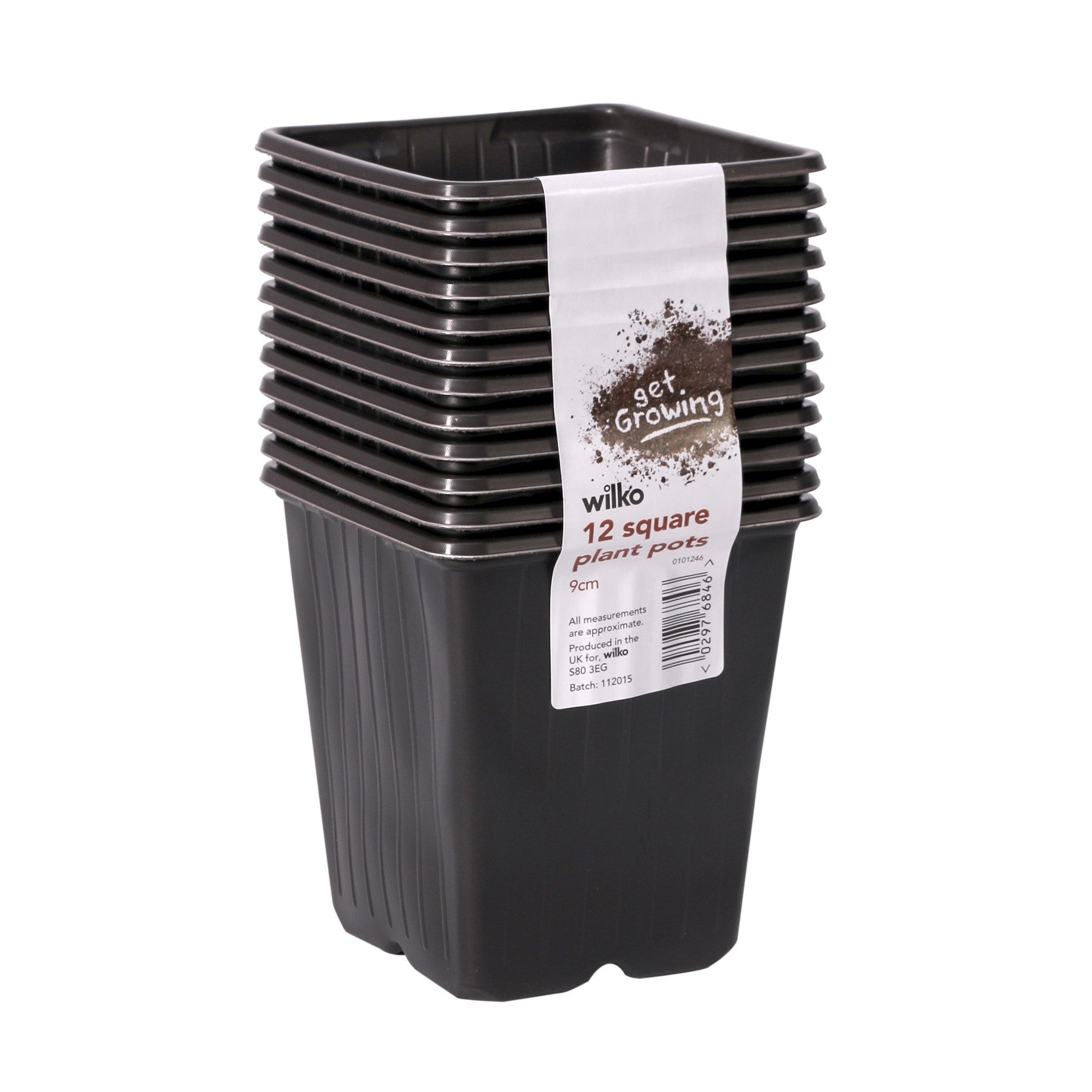 9cm Black Square Pots (x12)