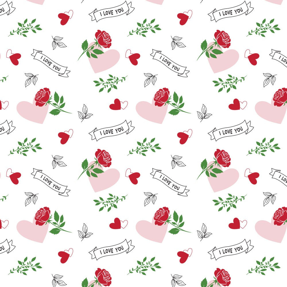 I Love You Hearts &amp; Roses Frosted Cello Wrap (80m)