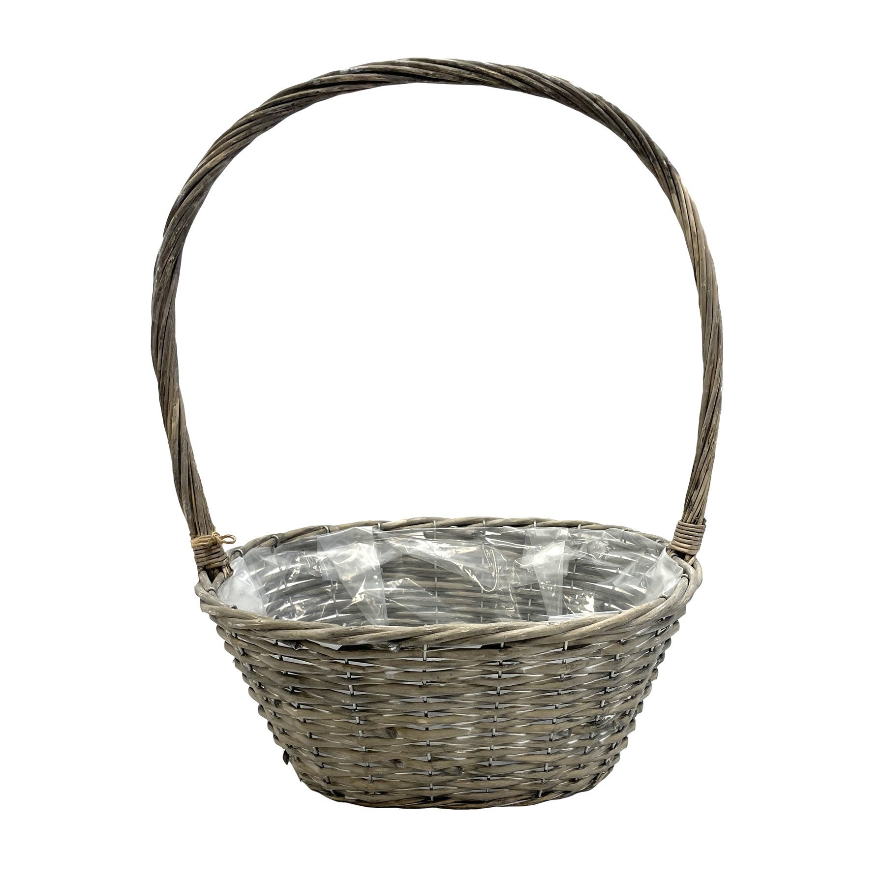 Grey Oval Basket with Handle (35cm)