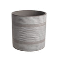 Large Grey Cylindrical Geometric Pattern Cement Pot