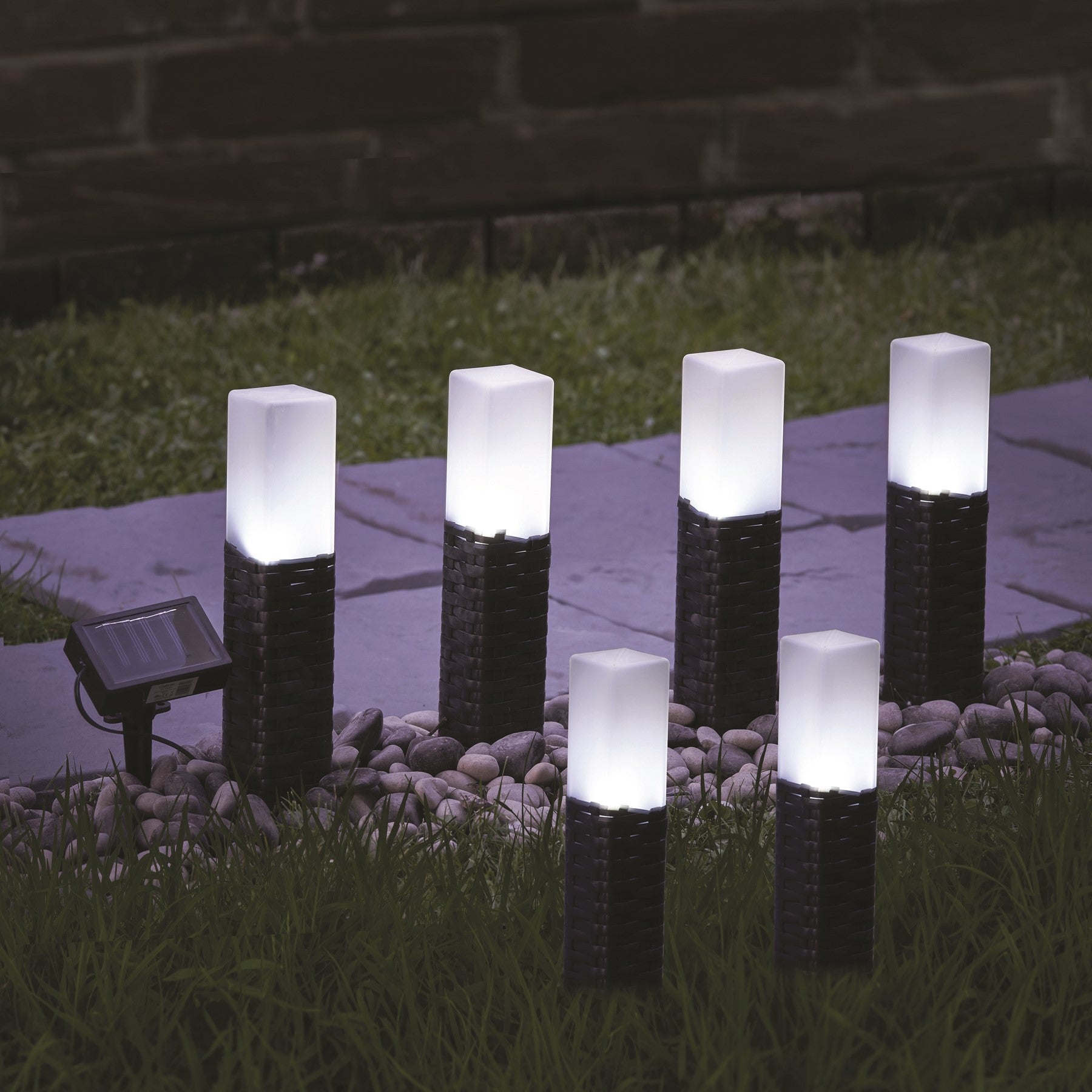 Black Rattan Pathway Lights (Set of 6)