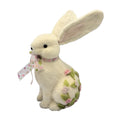 Sitting Rabbit with Bow &amp; Flowers