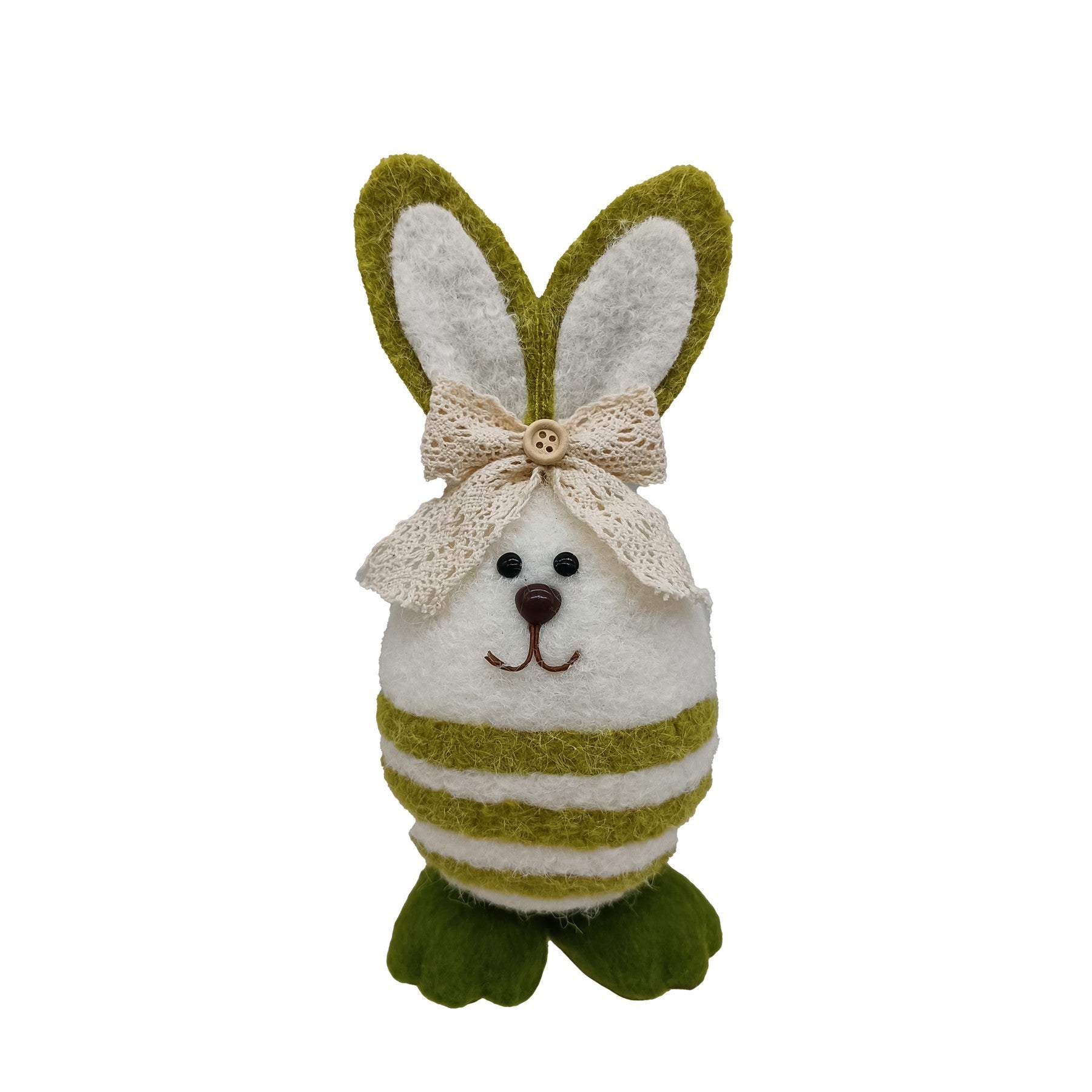 Green &amp; White Stripy Bunny Rabbit with Bow