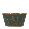 Dark Green Wild Flowers Oval Zinc Planter