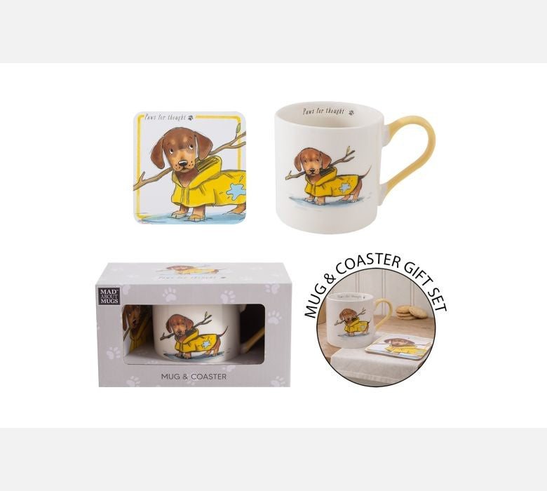 Dachshund Dog Mug &amp; Coaster Gift Set