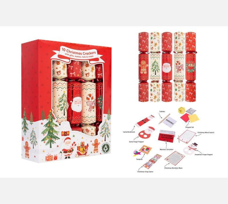 Cream &amp; Red Family Gingerbread Crackers (12 inches)