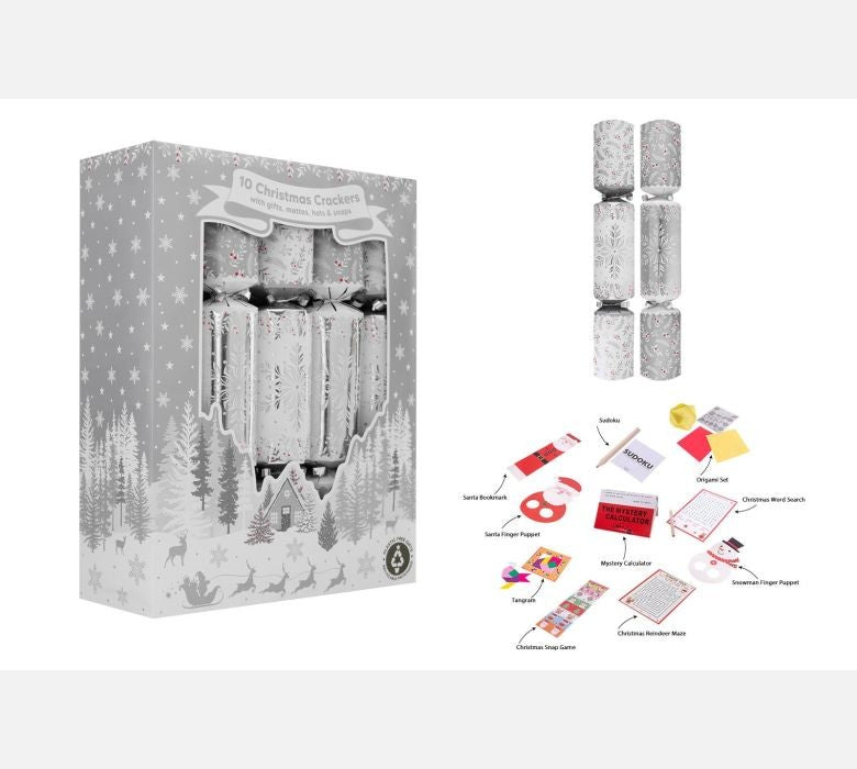 White &amp; Silver Snowflake Crackers (12 inches)