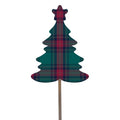 Green &amp; Red Tartan Star Topped Christmas Tree Pick