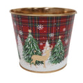 Christmas Trees &amp; Reindeer Tartan Zinc Pot