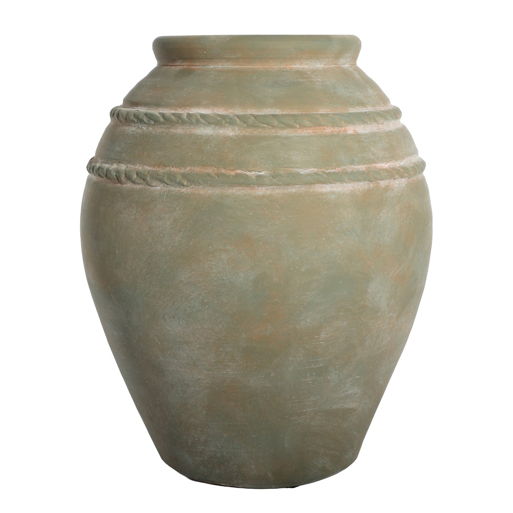 Antique Green Terracotta Rope Pot (31.5cm)