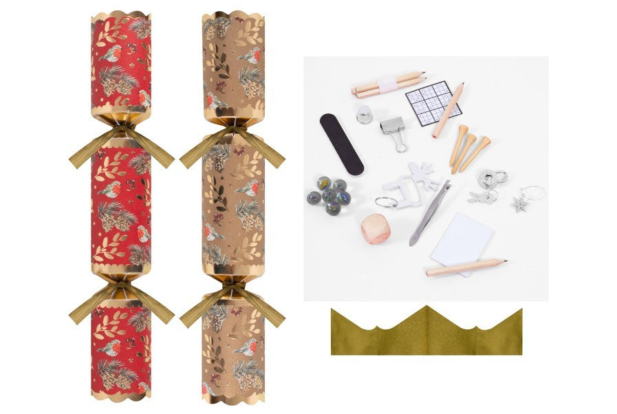 50 Red &amp; Gold Robin Crackers (12 Inch)