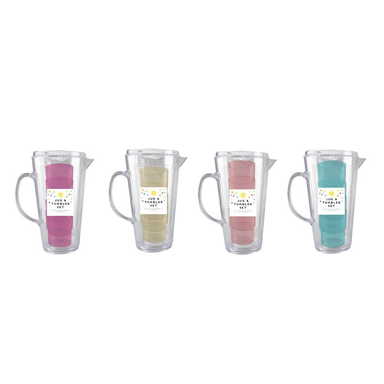 Summer Jug &amp; 4 Tumbler Set (Assorted)