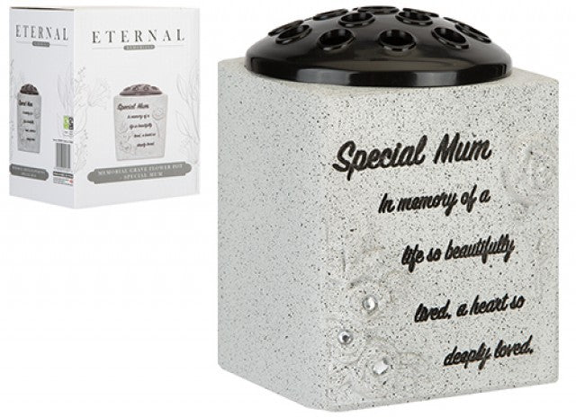 Memorial Grey Grave Flower Pot - Special Mum