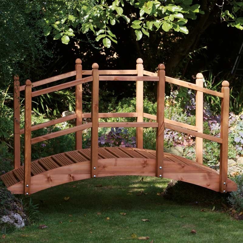 AFK Small Oriental Garden Bridge – Hand-Crafted Wooden Pond Bridge (Teak Finish)