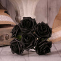 Bunch of 6 Black Foam Tea Rose
