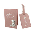 Button Corner Pu My First Passport &amp; Luggage Tag - Pink