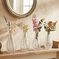 Vintage-Style Embossed Clear Glass Bottle Vase (Assorted) -14cm  x 7cm