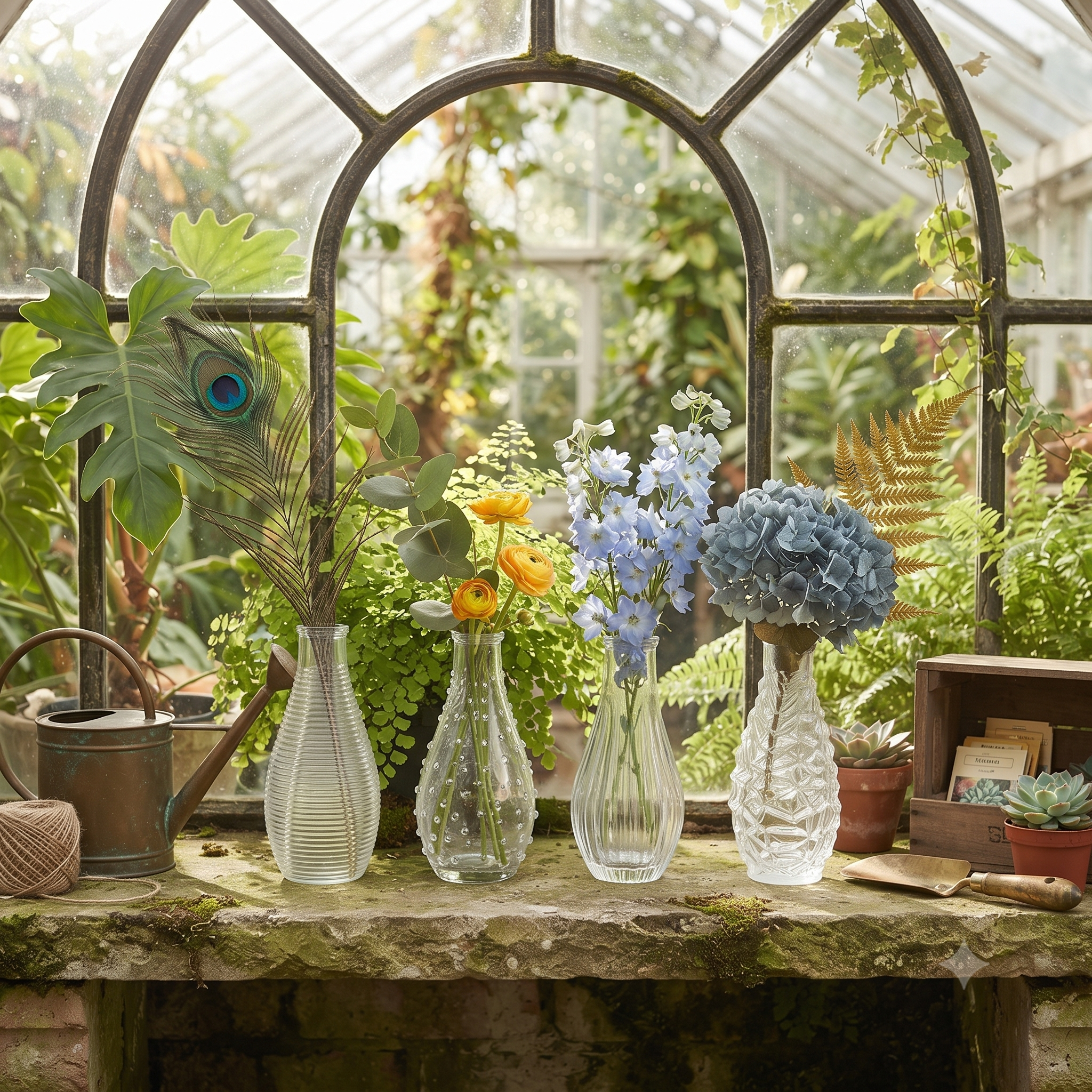 Vintage-Style Embossed Clear Glass Bottle Vase (Assorted) -14cm  x 7cm